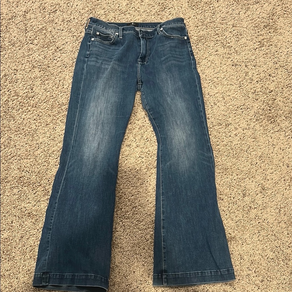 7 For All Mankind Blue Flare Wide Leg Jeans